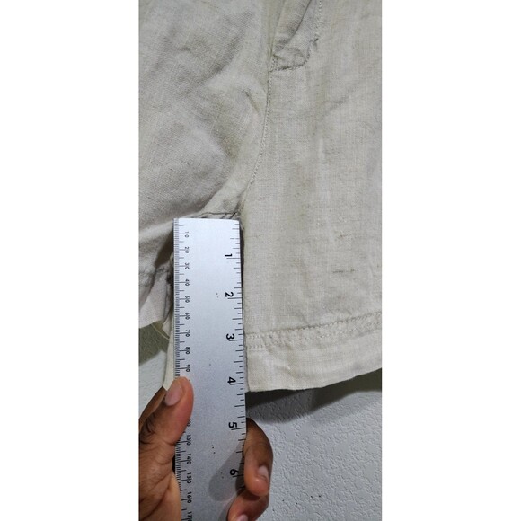Santorini Linen Shorts Women’s Size 6 Cuffed Wide Leg Drawstring Beige Coastal - Picture 6 of 11